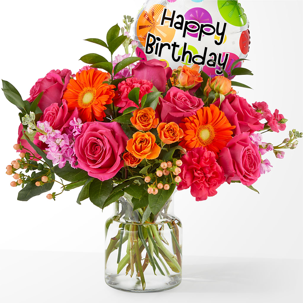 Fiesta Bouquet with Birthday Balloon – King Soopers, Denver CO