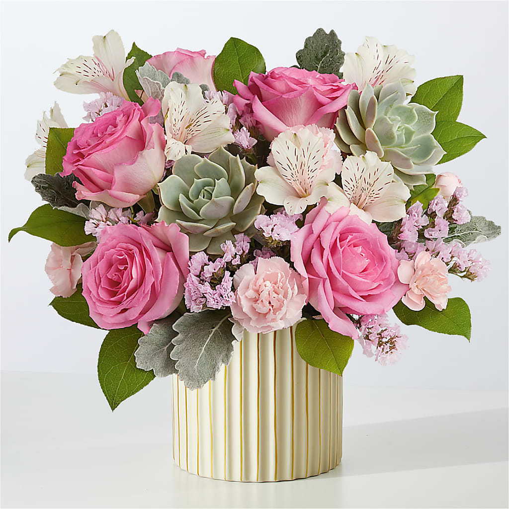 Dusty Rose Bouquet with Ivory Vase – King Soopers, Denver CO