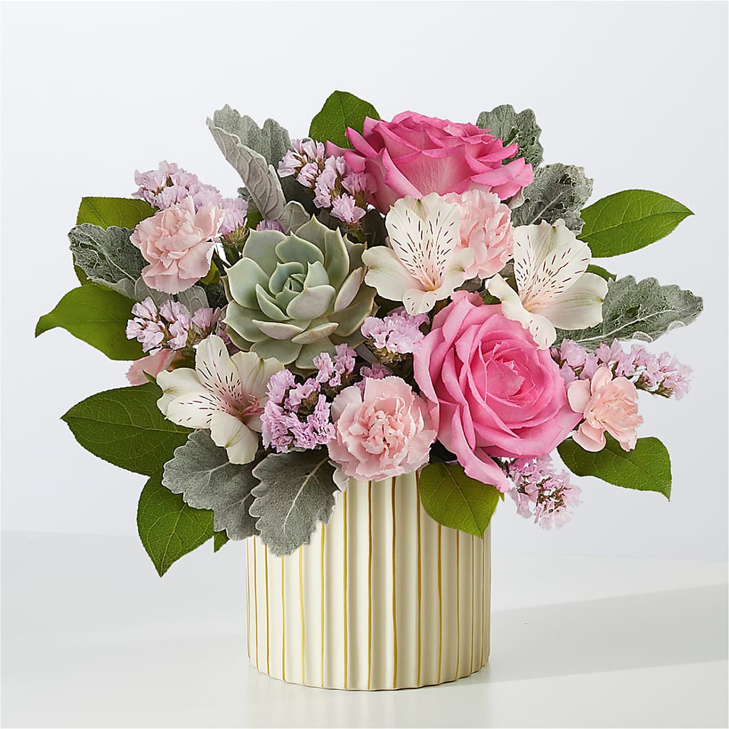 Dusty Rose Bouquet with Ivory Vase – King Soopers, Denver CO